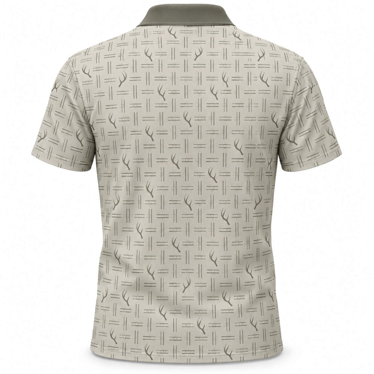Antler Broken Basket Stone Olive Polo Shirt - Back view