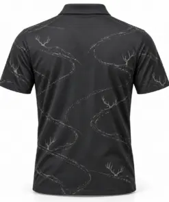 Antler Contour Ribbons Charcoal Ash Polo Shirt - Back view