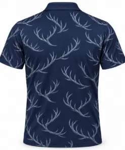 Antler Crescent Weave Navy Pewter Polo Shirt - Back view