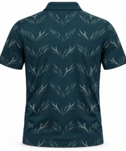 Antler Reed Chevron Petrol Smoke Polo Shirt - Back view