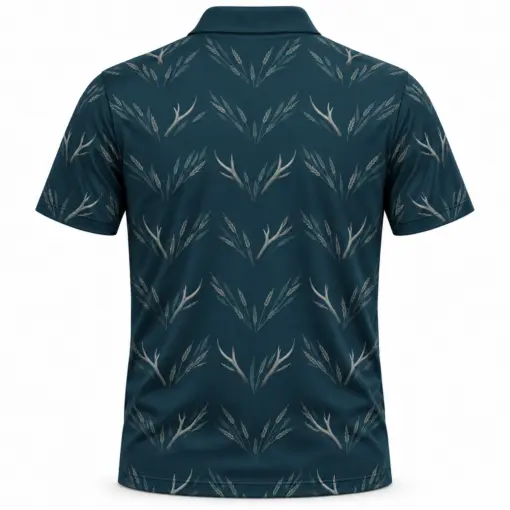 Antler Reed Chevron Petrol Smoke Polo Shirt - Back view