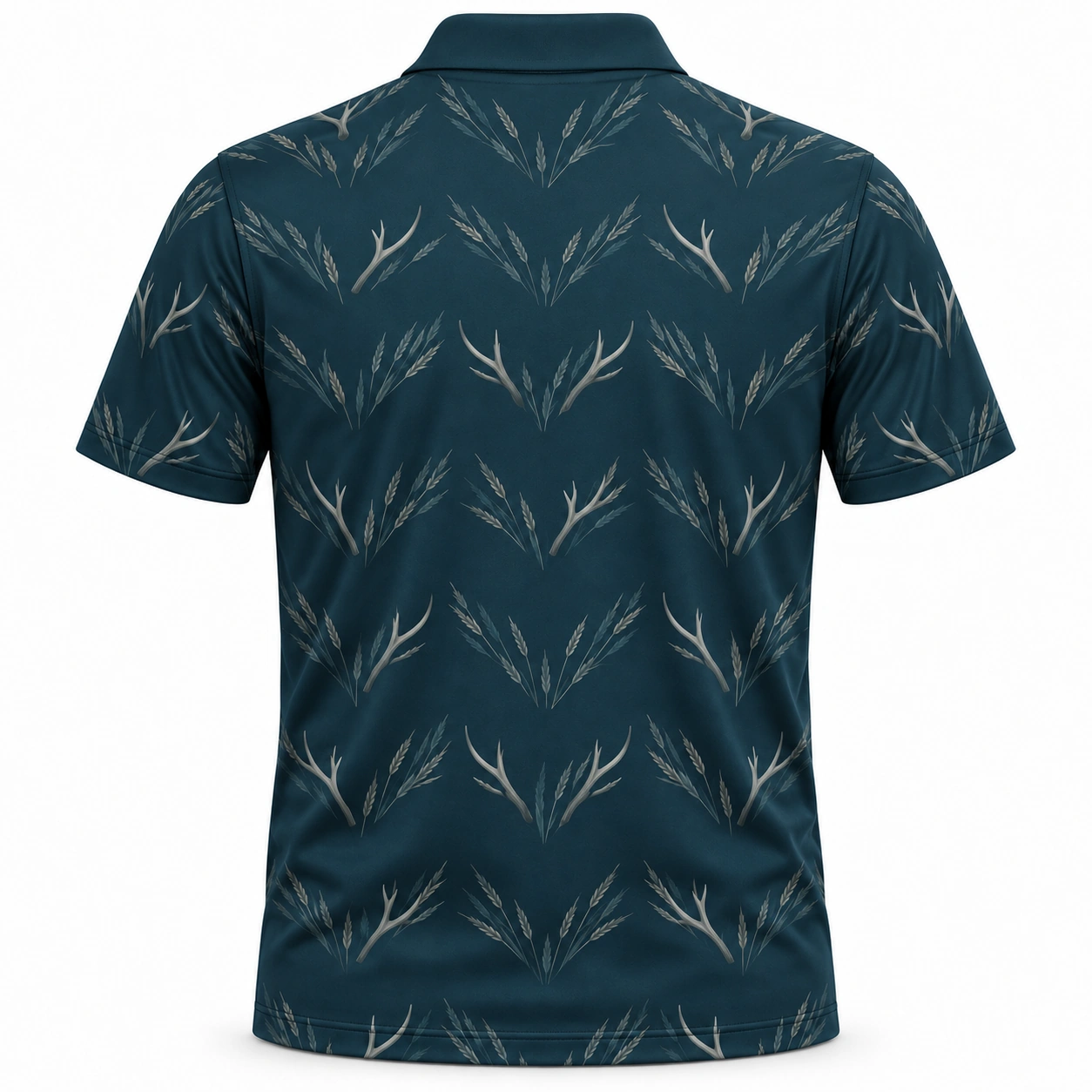 Antler Reed Chevron Petrol Smoke Polo Shirt - Back view