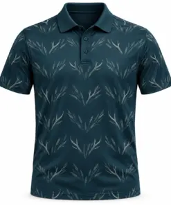 Antler Reed Chevron Petrol Smoke Polo Shirt - Front view