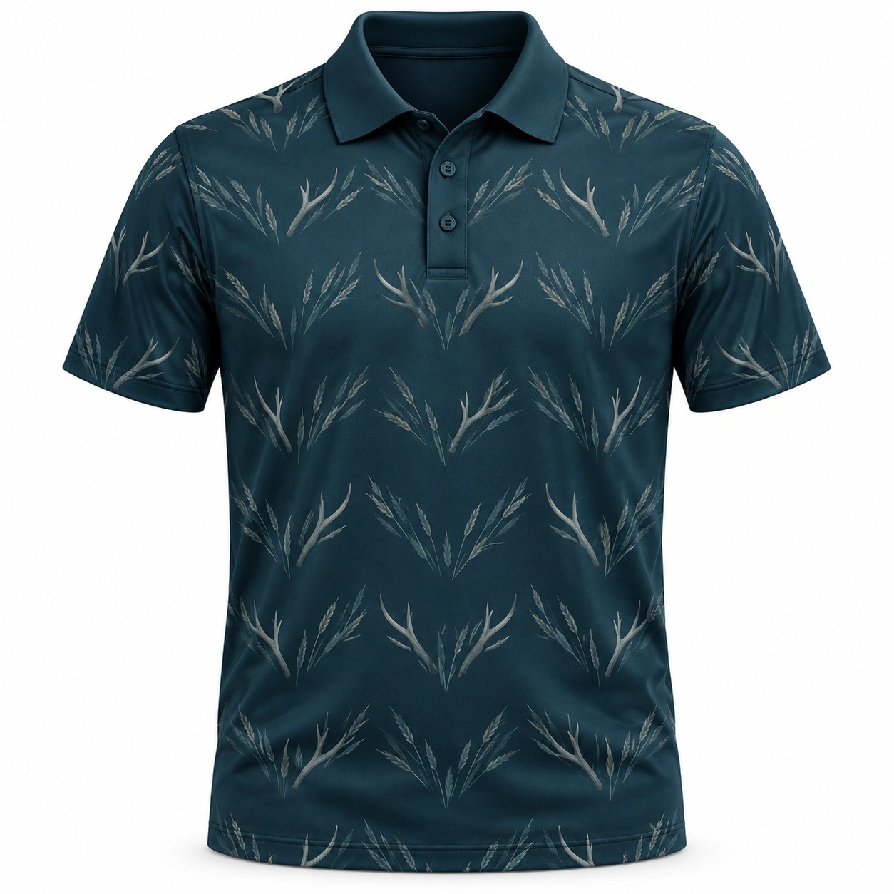 Antler Reed Chevron Petrol Smoke Polo Shirt - Front view