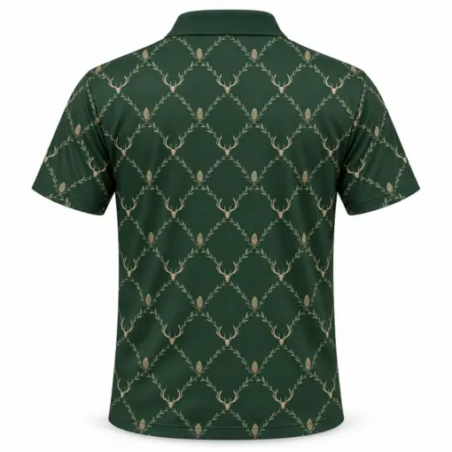 Antler Seed Trellis Forest Stone Polo Shirt - Back view