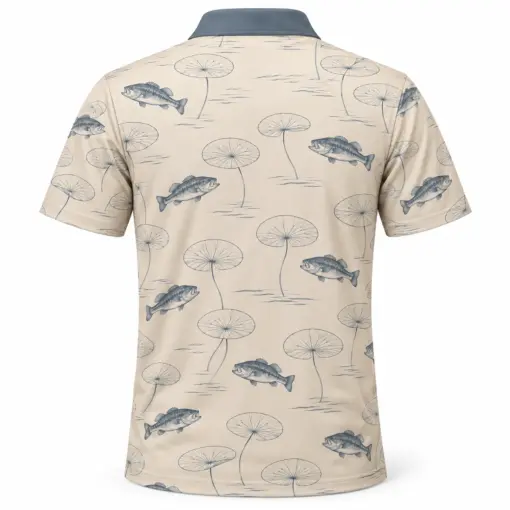 Bass Lotus Contours Oat Slate Polo Shirt - Back view