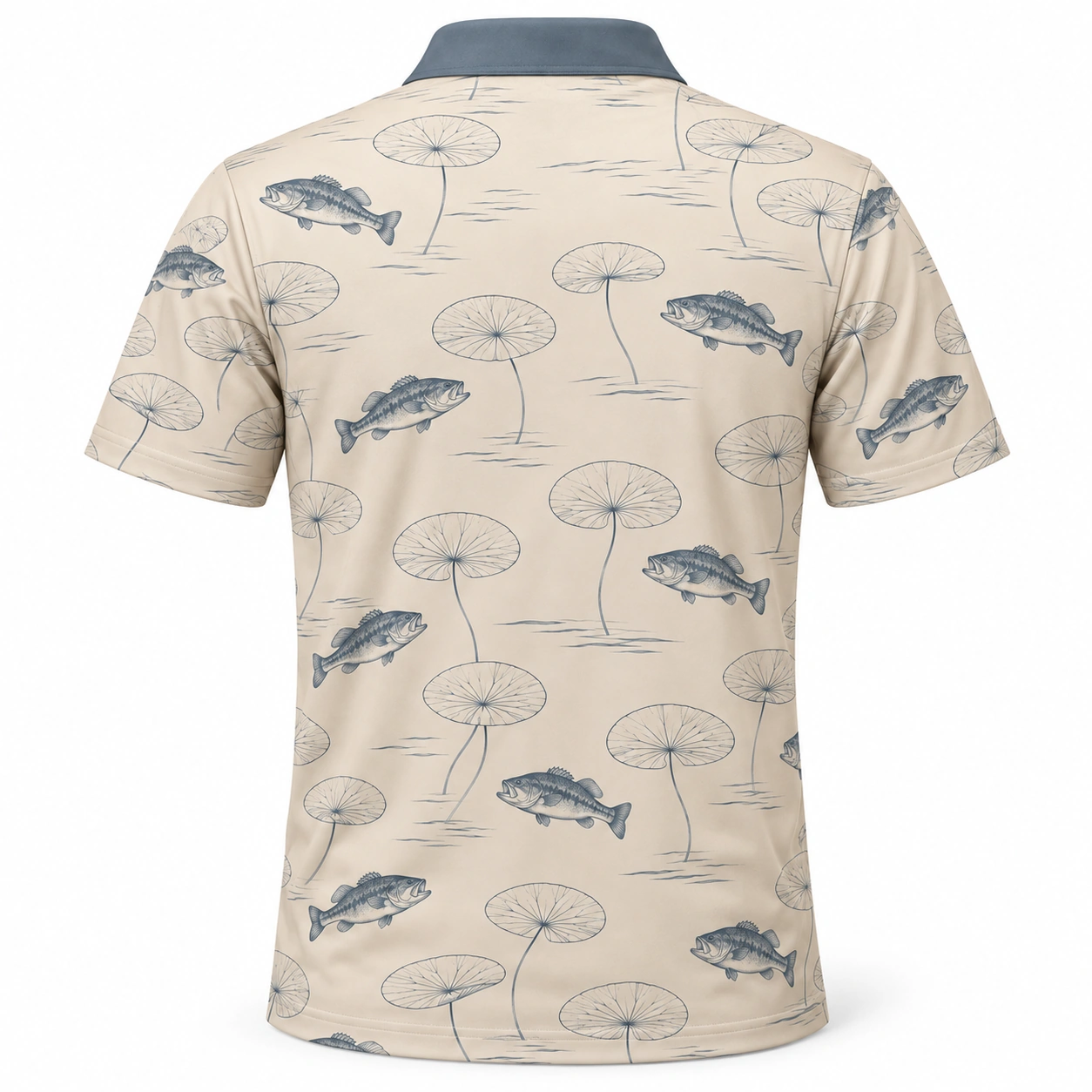 Bass Lotus Contours Oat Slate Polo Shirt - Back view