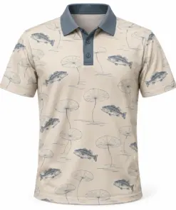 Bass Lotus Contours Oat Slate Polo Shirt - Front view