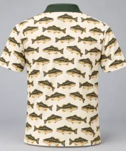 Bass Microprint Ivory Field Guide Polo Shirt - Back view