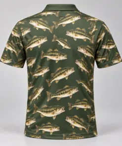 Bass Microprint Loden Bronze Polo Shirt - Back view
