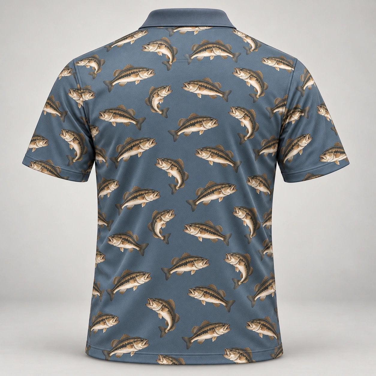 Bass Microprint Smoke Blue Polo Shirt - Back view