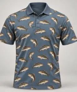 Bass Microprint Smoke Blue Polo Shirt - Front view