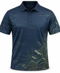 Bass Quiet Bank Navy Sage Polo Shirt - Front view