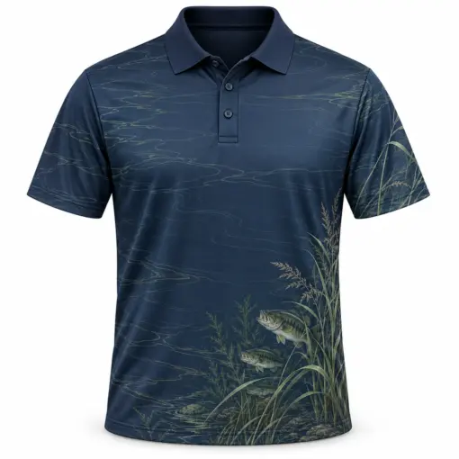 Bass Quiet Bank Navy Sage Polo Shirt - Front view