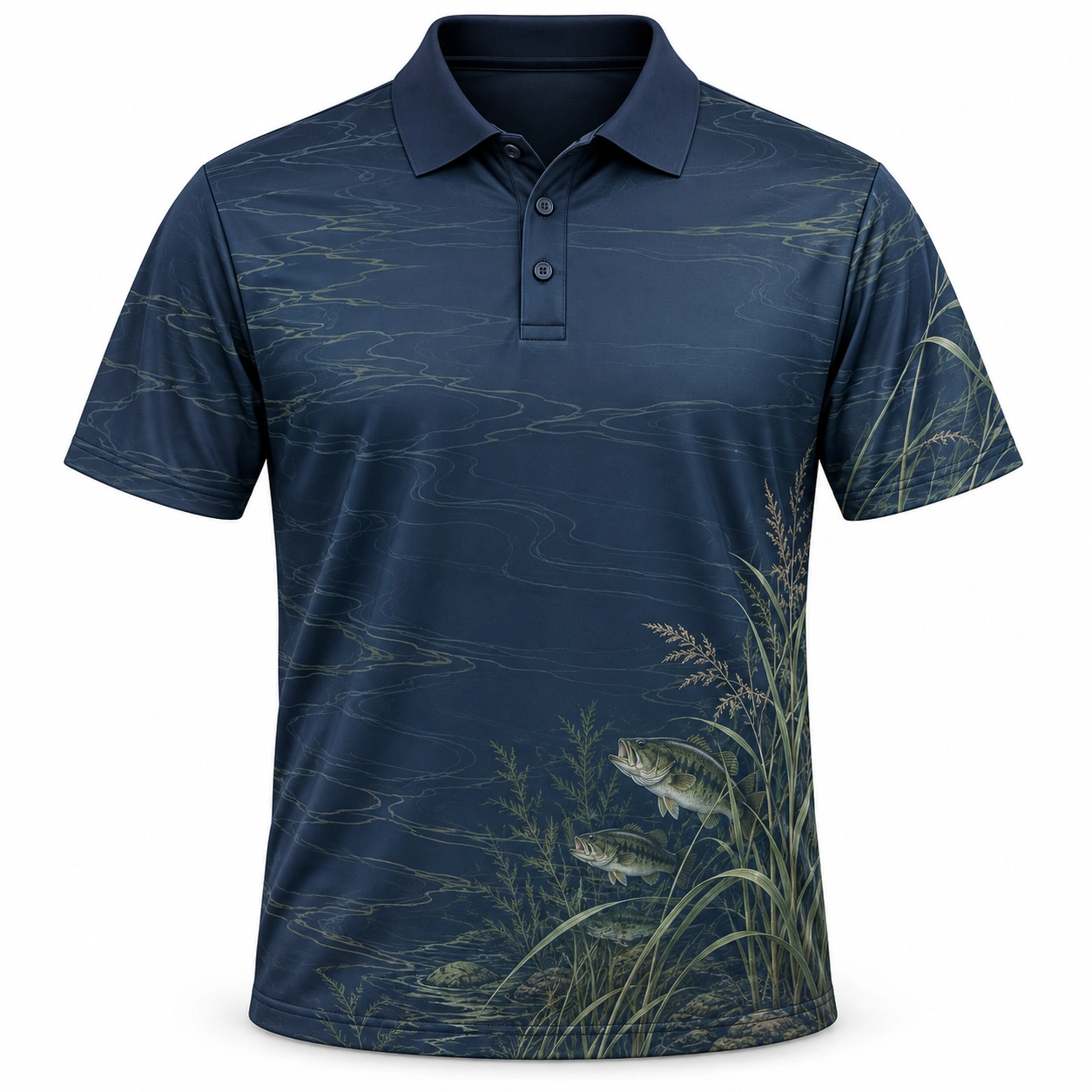 Bass Quiet Bank Navy Sage Polo Shirt - Front view