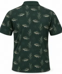 Bass Reed Crosshatch Forest Ash Polo Shirt - Back view