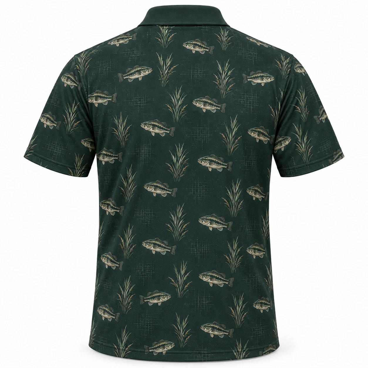 Bass Reed Crosshatch Forest Ash Polo Shirt - Back view