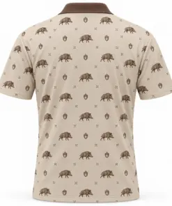 Boar Acorn Open Check Stone Ink Polo Shirt - Back view