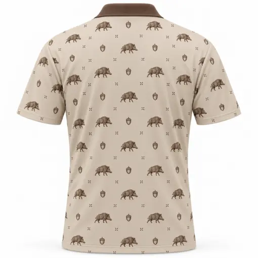 Boar Acorn Open Check Stone Ink Polo Shirt - Back view