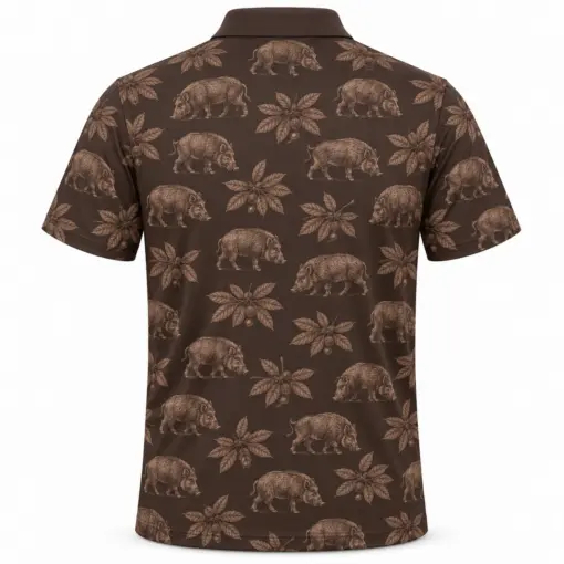 Boar Chestnut Ledger Espresso Ash Polo Shirt - Back view