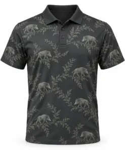 Boar Fern Drift Graphite Sage Polo Shirt - Front view