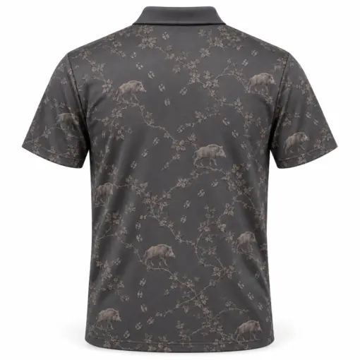 Boar Hoof Bramble Slate Taupe Polo Shirt - Back view