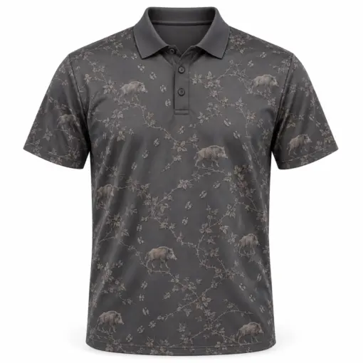 Boar Hoof Bramble Slate Taupe Polo Shirt - Front view