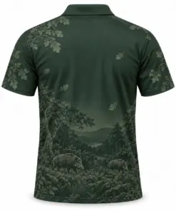 Boar Quiet Woodland Forest Smoke Polo Shirt - Back view
