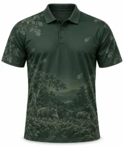 Boar Quiet Woodland Forest Smoke Polo Shirt - Front view