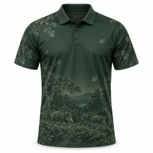 Boar Quiet Woodland Forest Smoke Polo Shirt - Front view