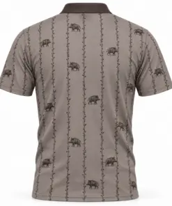 Boar Thorn Pinstripe Clay Charcoal Polo Shirt - Back view