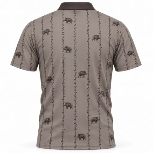Boar Thorn Pinstripe Clay Charcoal Polo Shirt - Back view