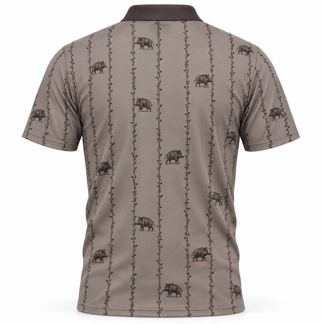 Boar Thorn Pinstripe Clay Charcoal Polo Shirt - Back view