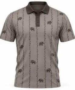 Boar Thorn Pinstripe Clay Charcoal Polo Shirt - Front view