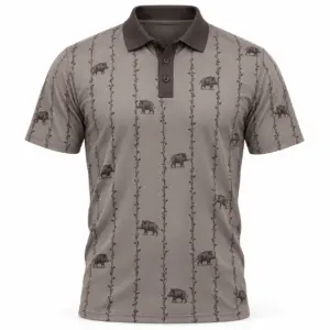 Boar Thorn Pinstripe Clay Charcoal Polo Shirt