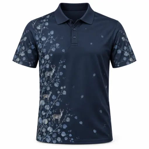 Deer Aspen Side Sweep Ink Stone Polo Shirt - Front view