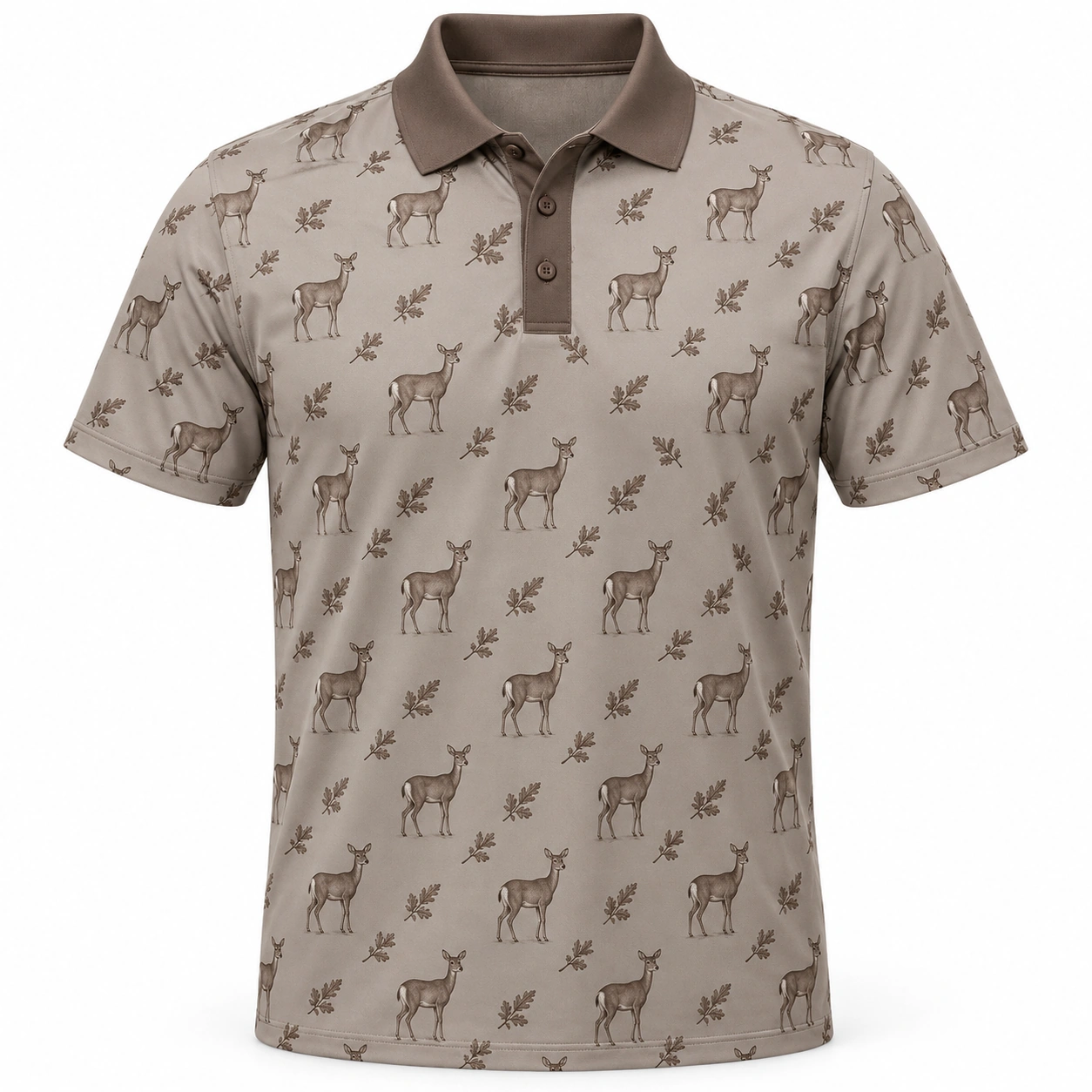 Deer Oak Checker Clay Slate Polo Shirt - Front view
