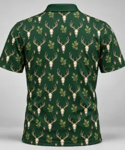 Deer Skulls Forest Ivory Polo Shirt - Back view