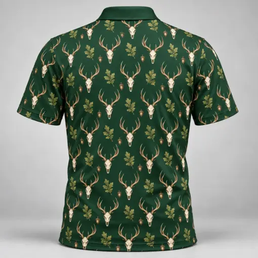 Deer Skulls Forest Ivory Polo Shirt - Back view