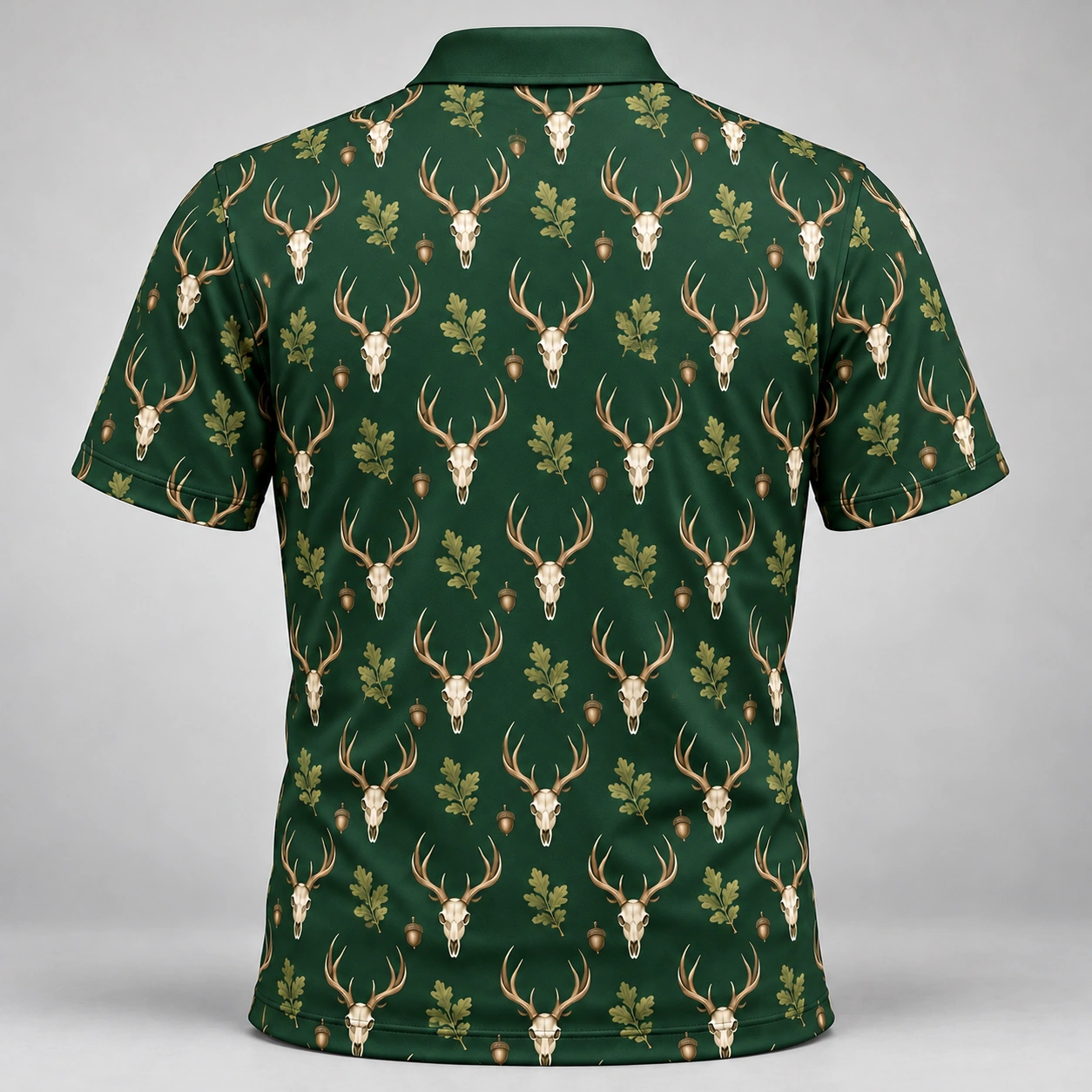 Deer Skulls Forest Ivory Polo Shirt - Back view