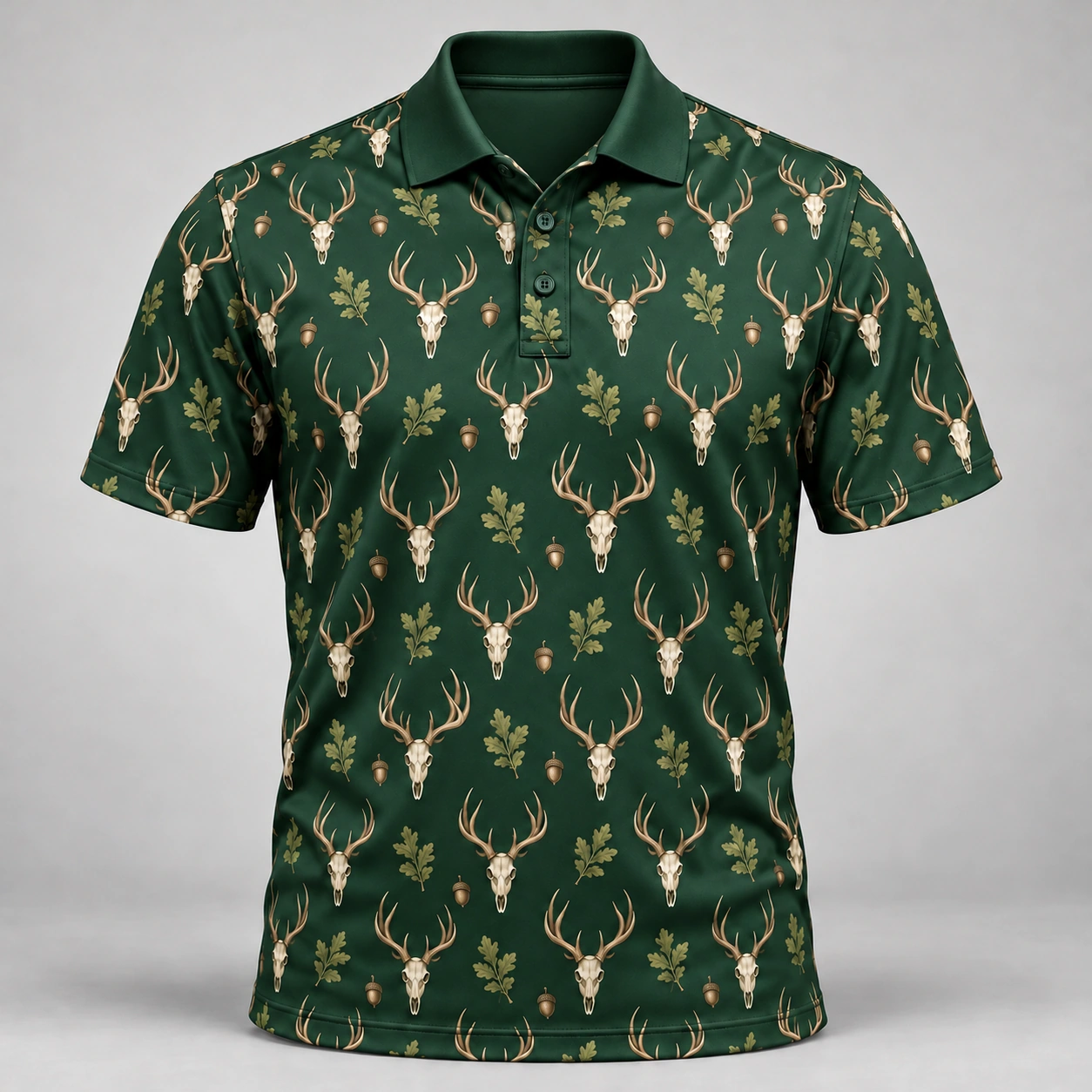 Deer Skulls Forest Ivory Polo Shirt - Front view