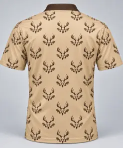 Deer Skulls Sand Heritage Polo Shirt - Back view
