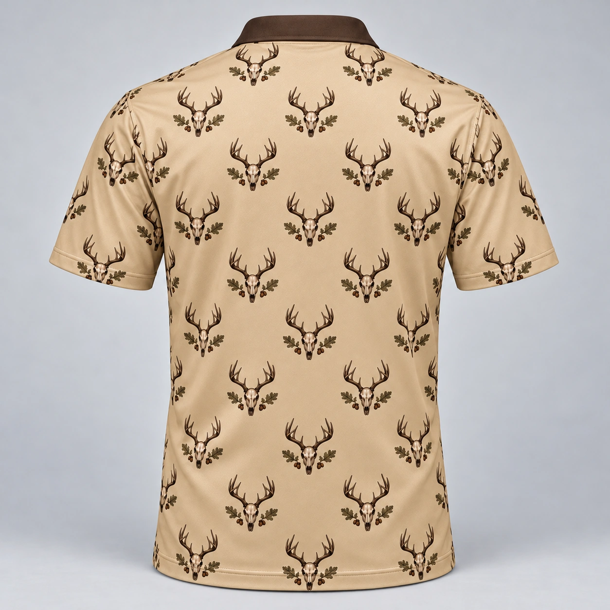 Deer Skulls Sand Heritage Polo Shirt - Back view