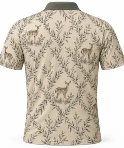 Deer Willow Diamond Oat Charcoal Polo Shirt - Back view