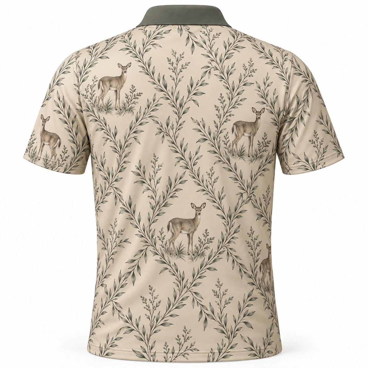 Deer Willow Diamond Oat Charcoal Polo Shirt - Back view