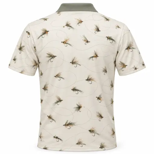 Fly Line Loops Pearl Sage Polo Shirt - Back view