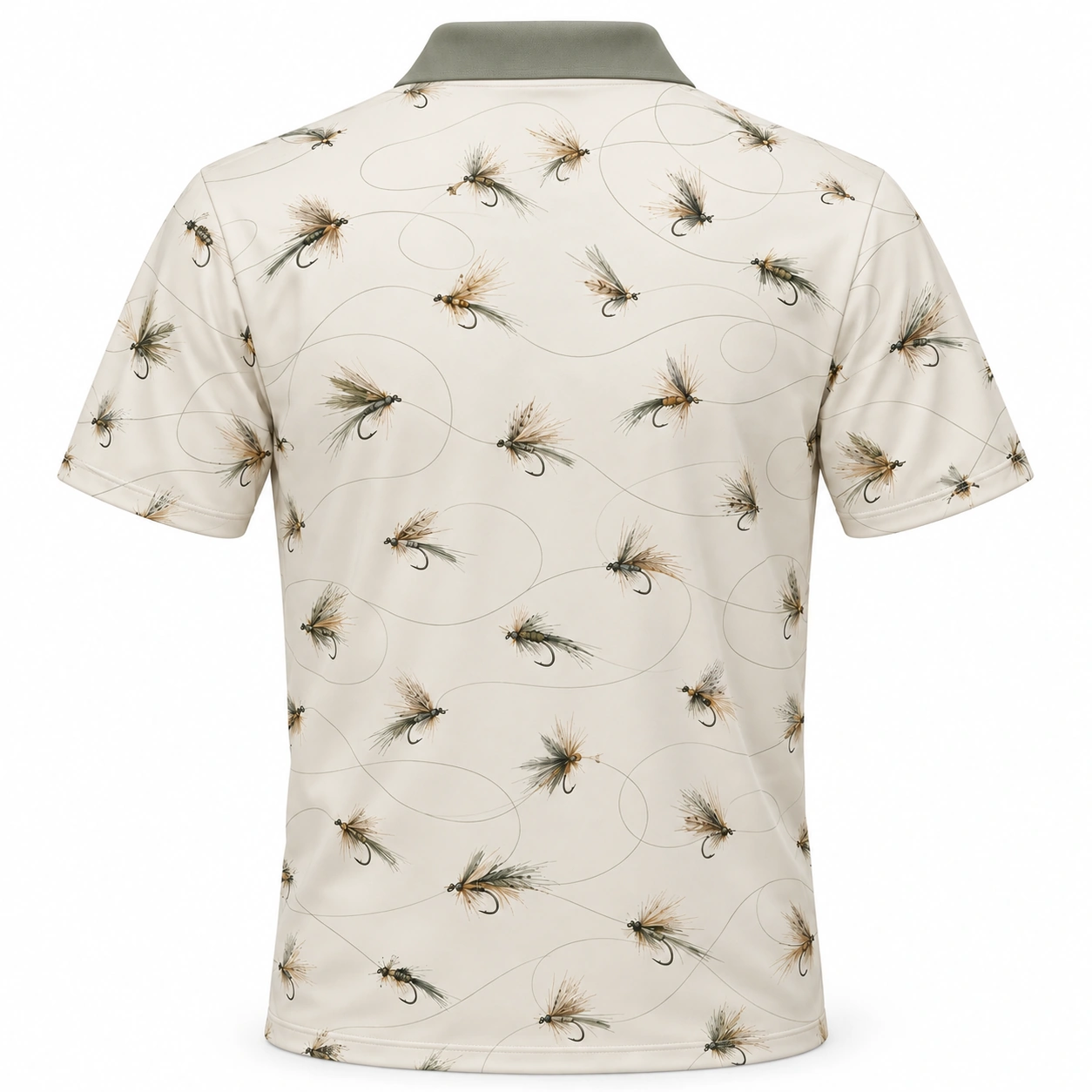 Fly Line Loops Pearl Sage Polo Shirt - Back view