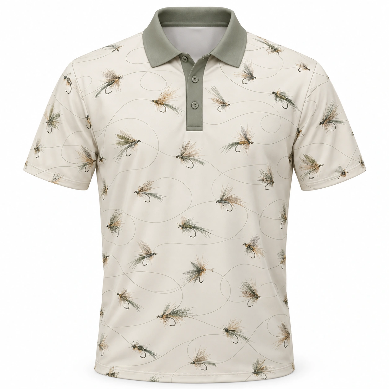 Fly Line Loops Pearl Sage Polo Shirt - Front view
