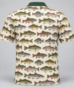Freshwater Fish Collection Ivory Archive Polo Shirt - Back view