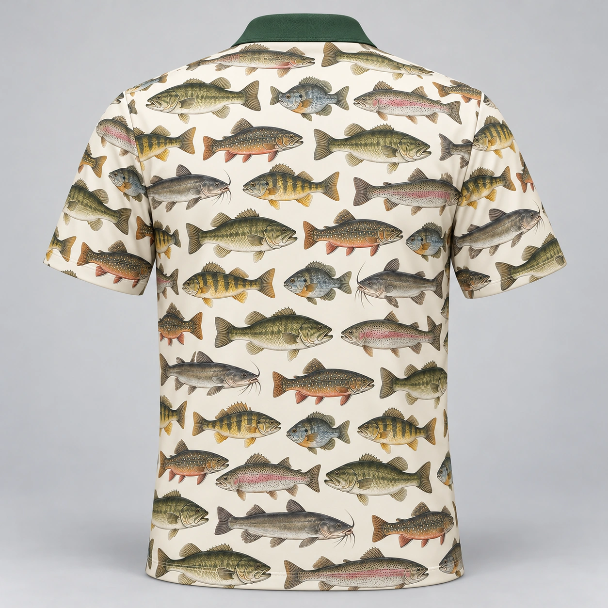Freshwater Fish Collection Ivory Archive Polo Shirt - Back view